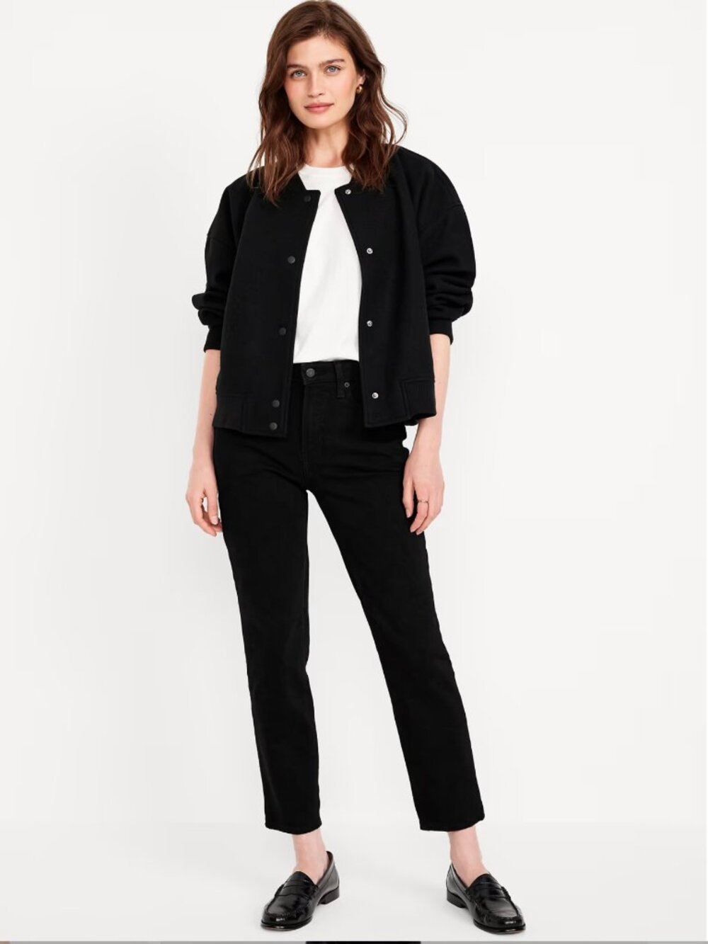 Old Navy Women's Straight Leg Jeans - Black - 8 long